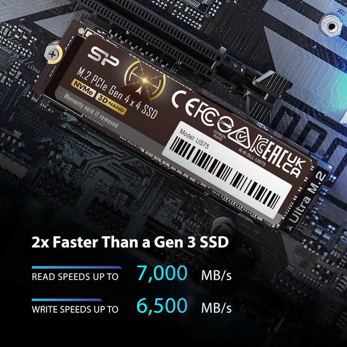Silicon Power US75 1TB NVMe Gen4x4 M.2 2280 Internal Solid State Drive Compatible with PS5 - for just $186.97! 