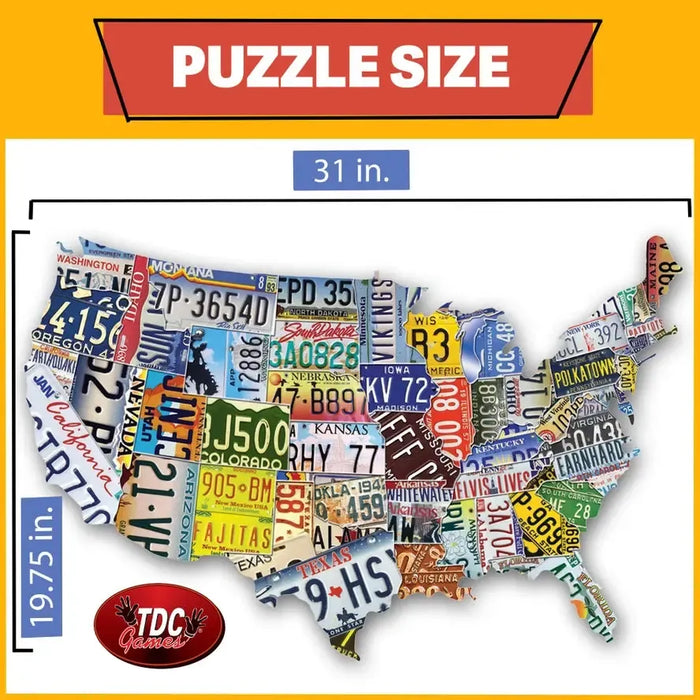 USA License Plates 1000 Piece Shaped Jigsaw Puzzle TDC - for just $19.99! 