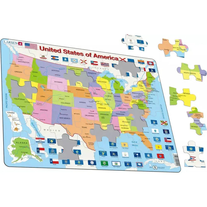 USA Map 48 Piece Tray Jigsaw Puzzle Larsen - for just $11.99! 