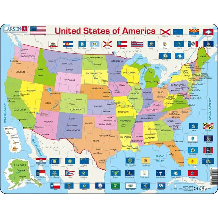 USA Map 48 Piece Tray Jigsaw Puzzle Larsen - for just $11.99! 
