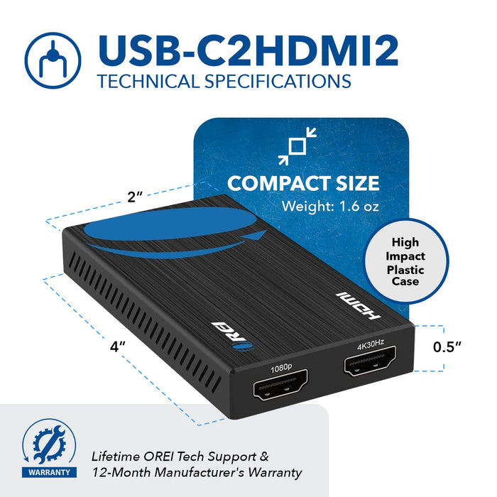 OREI SplitXtend HDMI Splitter Extender for Dual Video Monitor Extended Display (USBC2HDMI2) - Just $44.99! Shop now at Retro Gaming of Denver