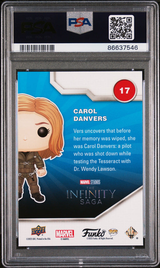 2023 UPPER DECK FUNKO POP MARVEL  CAROL DANVERS PLATINUM #17  PSA 10 - for just $54! 