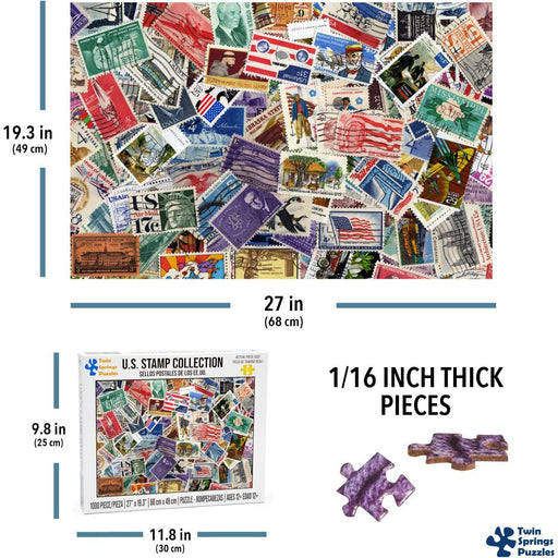 U.S. Stamp Collection 1000 Piece Jigsaw Puzzle Twin Spring - for just $19.99! 