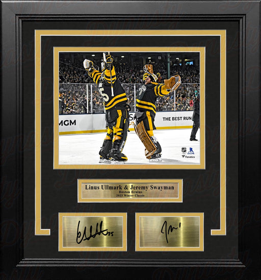 Linus Ullmark & Jeremy Swayman Winter Classic Boston Bruins 11x14 Framed Photo & Engraved Autographs - for just $99.99! 