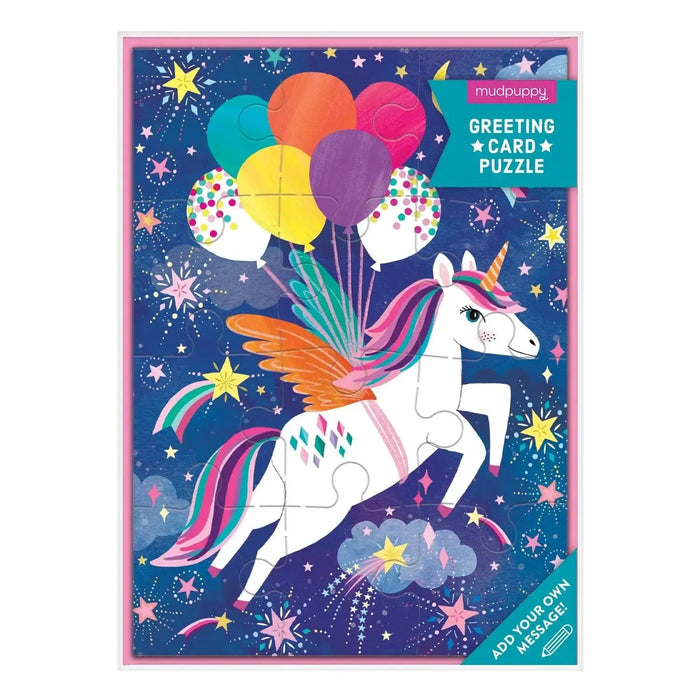 Unicorn Birthday Party Greeting Card 12 Piece Jigsaw Puzzle Mudpuppy - for just $7.99! 