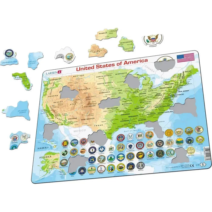 United States of America Map 90 Piece Tray Jigsaw Puzzle Larsen - for just $11.99! 