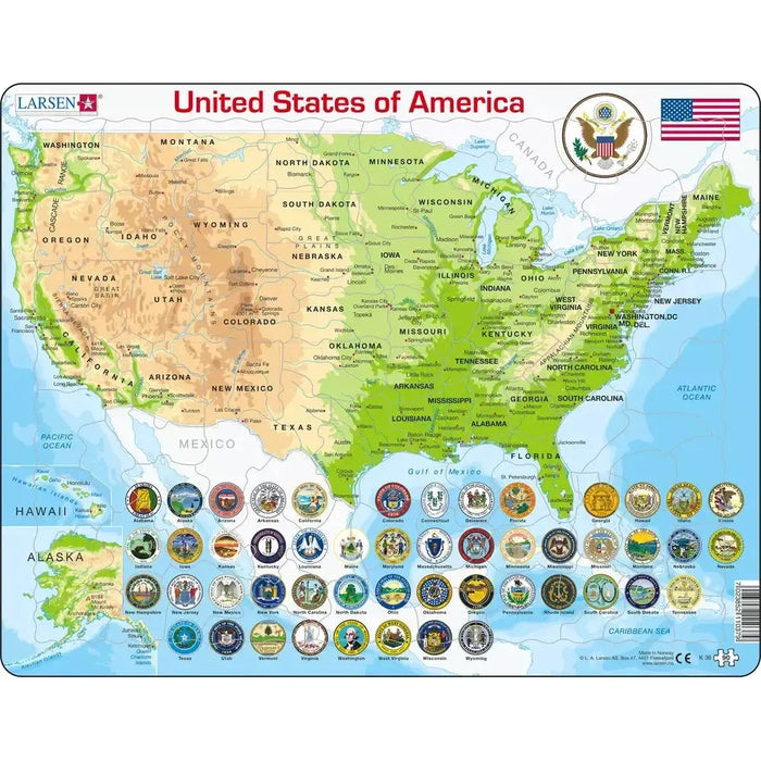 United States of America Map 90 Piece Tray Jigsaw Puzzle Larsen - for just $11.99! 