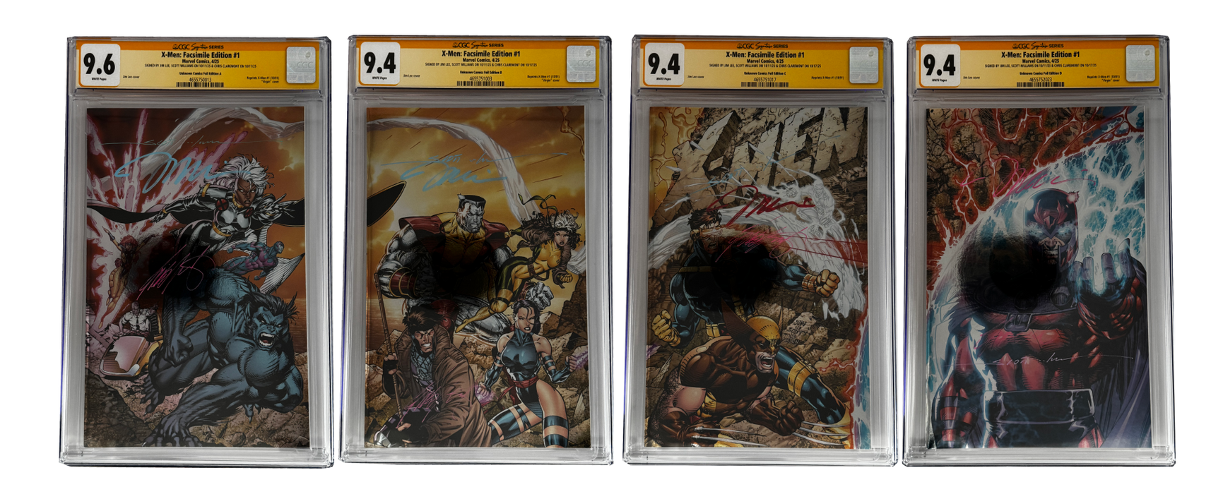 [TRIPLE SIGNED CGC YELLOW LABEL 4 PACK FOIL] X-Men 1991 #1 Facsimile Jim Lee | Claremont |  Williams Cover Var [Set #3] - for just $900! 