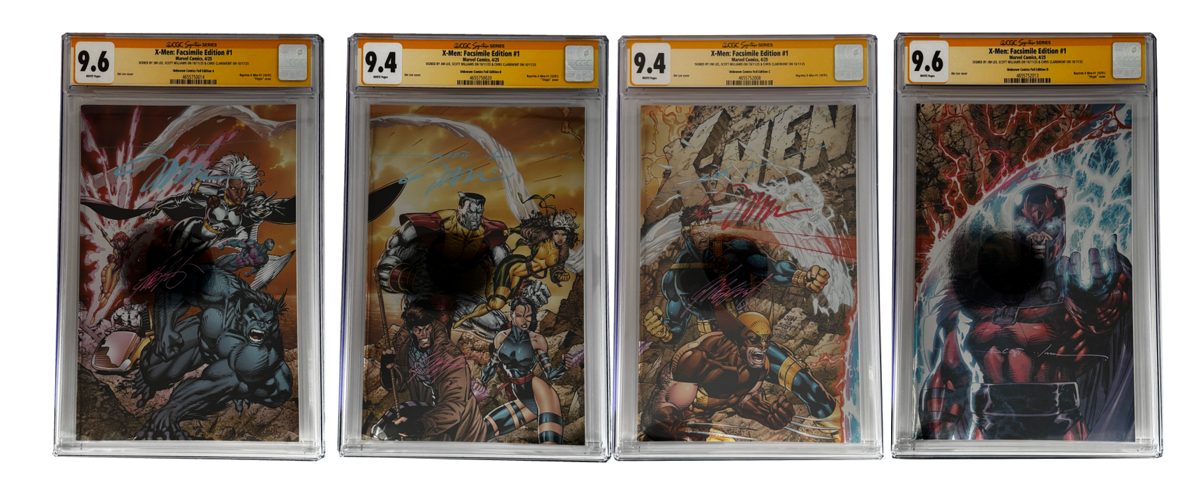 [TRIPLE SIGNED CGC YELLOW LABEL 4 PACK FOIL] X-Men 1991 #1 Facsimile Jim Lee | Claremont |  Williams Cover Var [Set #2] - for just $900! 