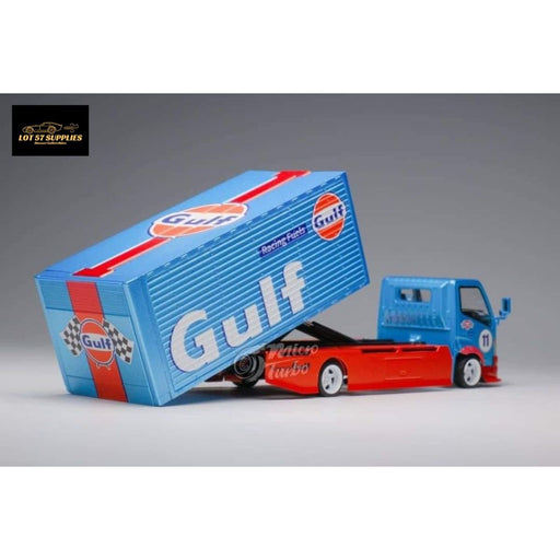 MicroTurbo HINO 300 Hook Lift Container Transport Truck in Gulf Livery 1:64 - Premium Isuzu - Just $69.99! Shop now at Retro Gaming of Denver