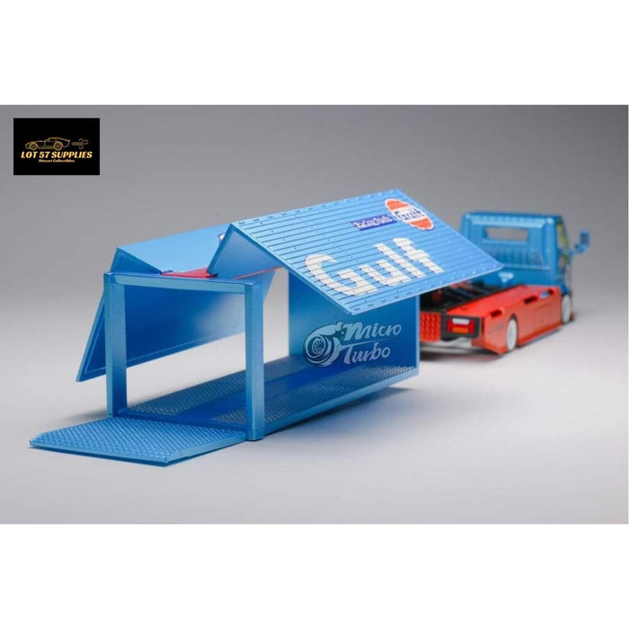 MicroTurbo HINO 300 Hook Lift Container Transport Truck in Gulf Livery 1:64 - Just $69.99! Shop now at Retro Gaming of Denver