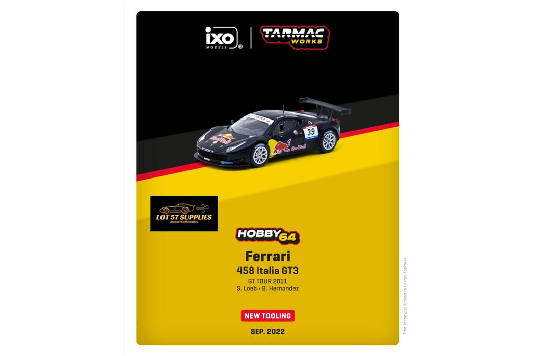 Tarmac Works Hobby64 Ferrari 458 Italia GT3 #39 GT TOUR 2011 Red Bull 1:64 - for just $29.99! 