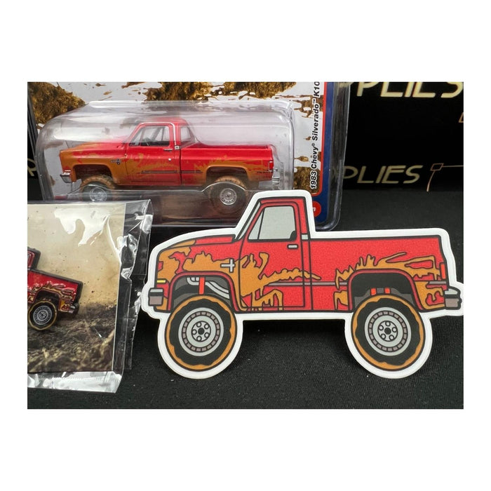 Auto World 1983 Chevrolet Silverado K10 4x4 Muddy LIFTED Squarebody 1:64 With Pin & Sticker V2 1:64 - Just $24.99! Shop now at Retro Gaming of Denver