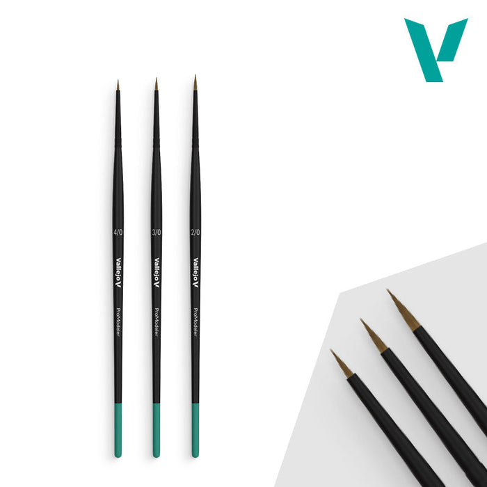 Vallejo Hobby Brushes: Pro Modeler - Natural Hair - Design Set - Sizes 4/0, 3/0 & 2/0 - for just $28.99! 