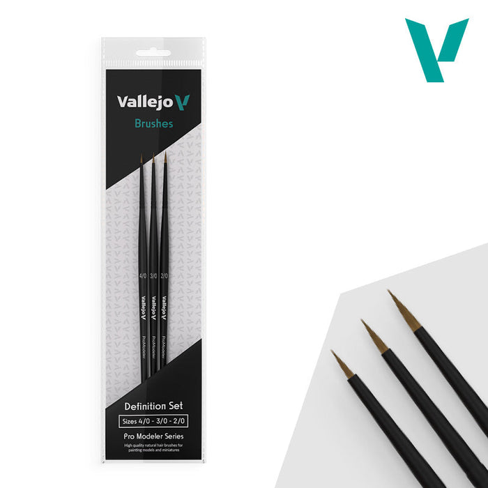 Vallejo Hobby Brushes: Pro Modeler - Natural Hair - Design Set - Sizes 4/0, 3/0 & 2/0 - for just $28.99! 