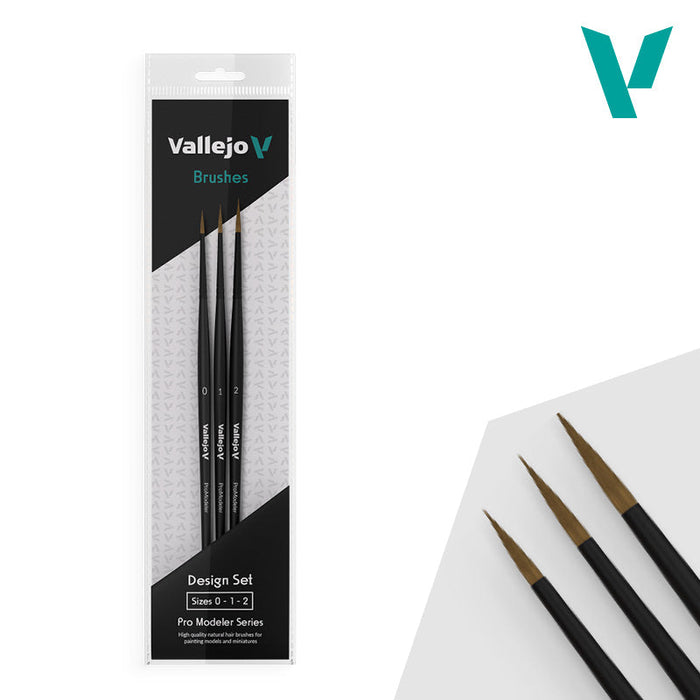 Vallejo Hobby Brushes: Pro Modeler - Natural Hair - Design Set - Sizes 0, 1 & 2 - for just $32.99! 