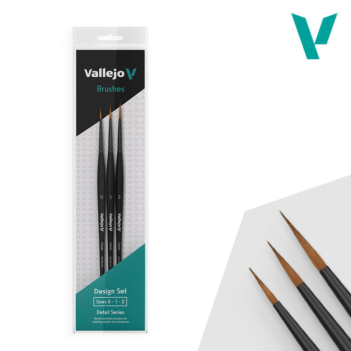 Vallejo Hobby Brushes: Detail - Synthetic - Design Set - Sizes 0, 1 & 2 - for just $13.99! 