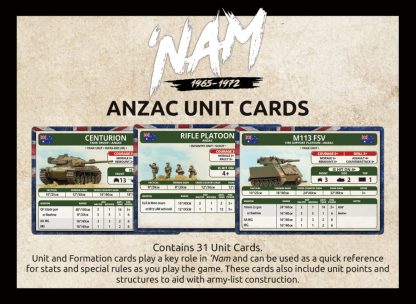 Flames of War: 'NAM - Australian and New Zealand Army Corps Unit Cards - for just $10! 