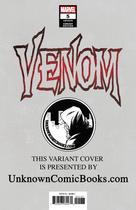 VENOM #5 UNKNOWN COMIC BOOKS VIRGIN VAR 8/22/2018 - for just $20! 
