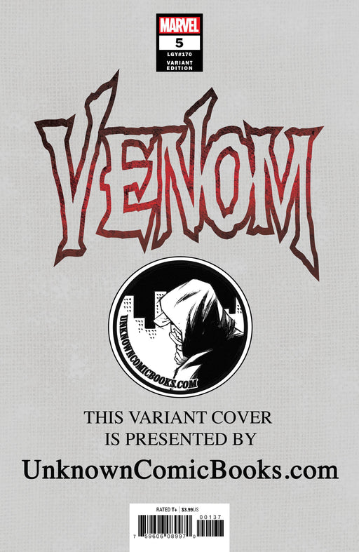 VENOM #5 UNKNOWN COMIC BOOKS VIRGIN VAR 8/22/2018 - for just $20! 