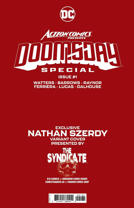 [Signed by Nathan Szerdy] ACTION COMICS PRESENTS DOOMSDAY SPECIAL #1 (ONE SHOT) NATHAN SZERDY (616) EXCLUSIVE TATTOO VIRGIN VAR [IN STOCK] - for just $40! 