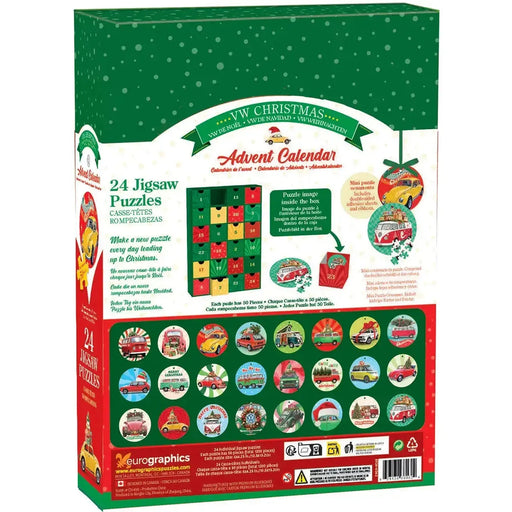 VW Christmas Advent Calendar - 24 Set of 50 Piece Mini Jigsaw Puzzles Eurographics - for just $44.99! 