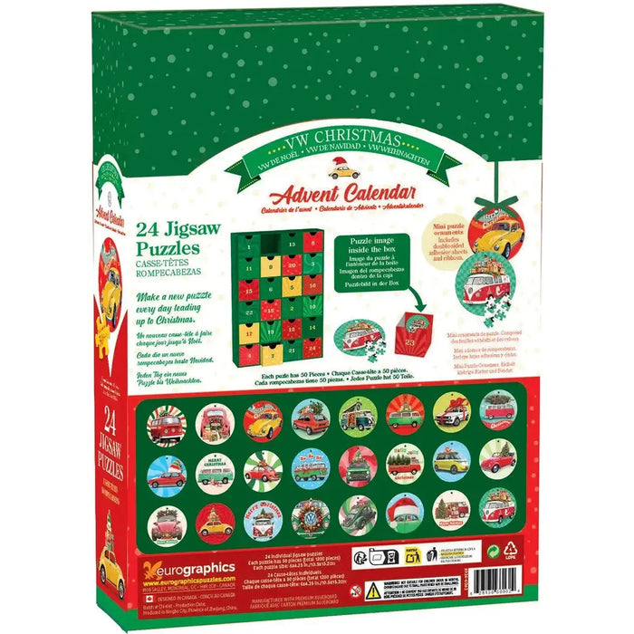 VW Christmas Advent Calendar - 24 Set of 50 Piece Mini Jigsaw Puzzles Eurographics - for just $44.99! 