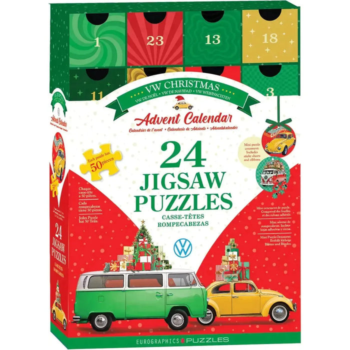 VW Christmas Advent Calendar - 24 Set of 50 Piece Mini Jigsaw Puzzles Eurographics - for just $44.99! 