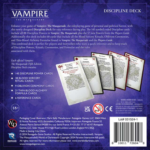 Vampire: The Masquerade - 5th Edition Discipline Deck - for just $25! 