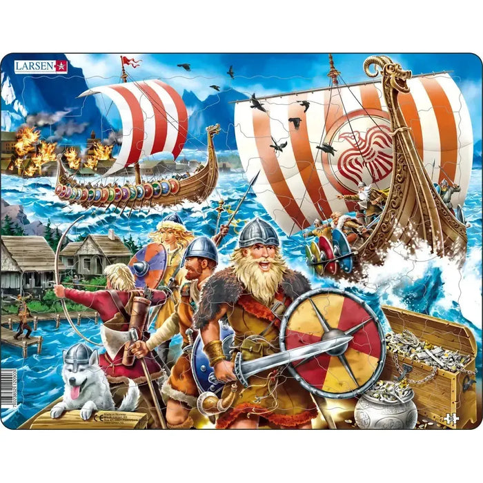 Viking Raid 65 Piece Tray Jigsaw Puzzle Larsen - for just $11.99! 