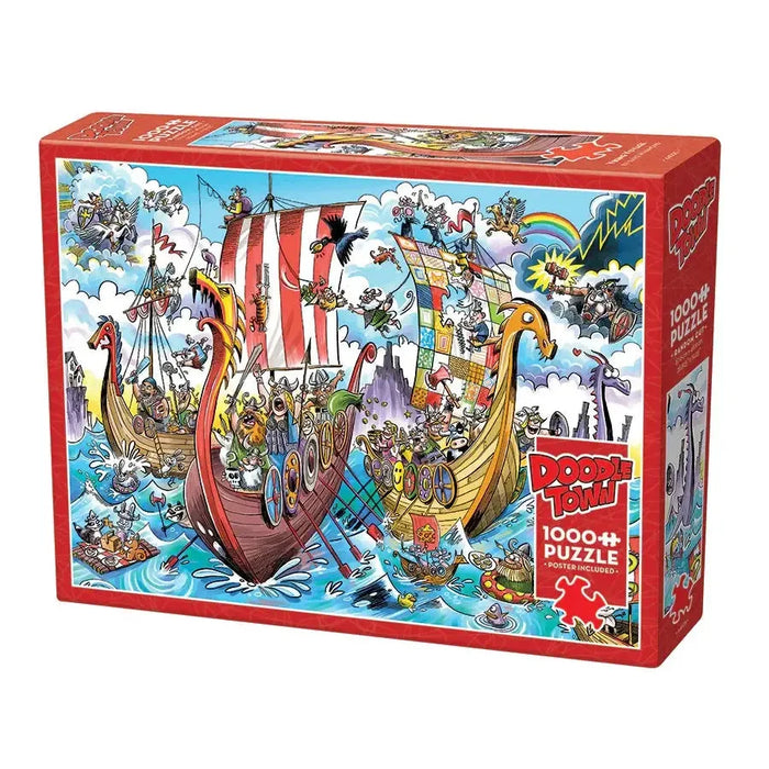 Viking Voyage Doodle Town 1000 Piece Jigsaw Puzzle Cobble Hill - for just $19.99! 