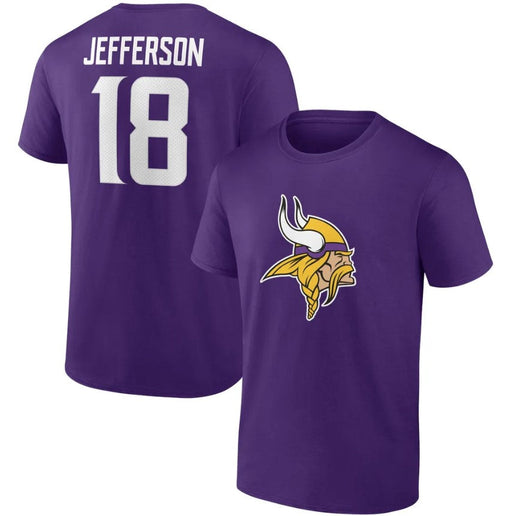 Justin Jefferson Minnesota Vikings Icon Name & Number T-Shirt - Purple - Premium T-Shirts - Football - Just $39.99! Shop now at Retro Gaming of Denver