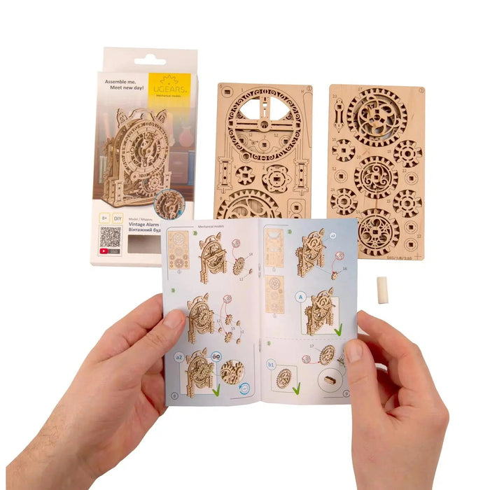 Vintage Alarm Clock 3D Wood Model Kit UGEARS - for just $13.99! 