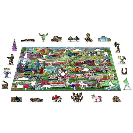 Vintage Cars 505 Piece Wood Jigsaw Puzzle Wooden City - for just $27.99! 