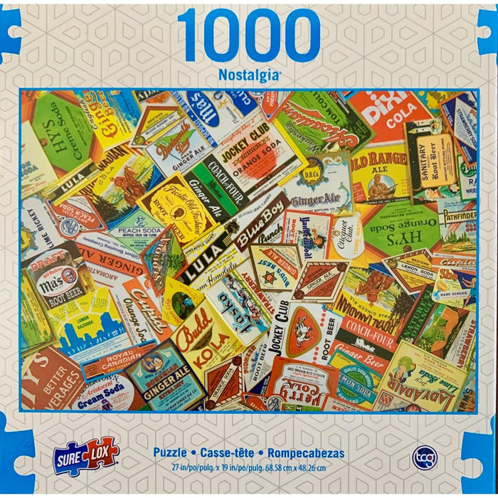 Vintage Soda Labels Nostalgia 1000 Piece Jigsaw Puzzle Sure Lox - for just $14.99! 