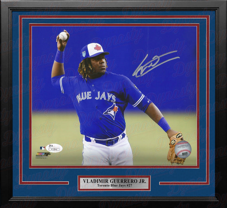 Vladimir Guerrero, Jr. Fielding Toronto Blue Jays Autographed Framed MLB Baseball Photo - for just $129.99! 