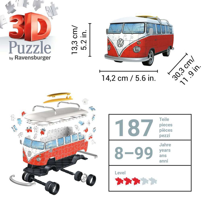 Volkswagen T1 Bus Surfer 187 Piece 3D Jigsaw Puzzle Ravensburger - for just $34.99! 