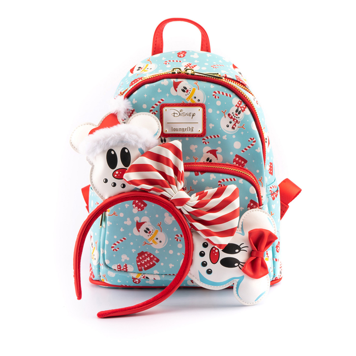 Loungefly: Disney - Minnie and Mickey Snowman Mini Backpack and Headband Set - for just $100! 