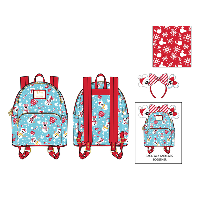 Loungefly: Disney - Minnie and Mickey Snowman Mini Backpack and Headband Set - for just $100! 