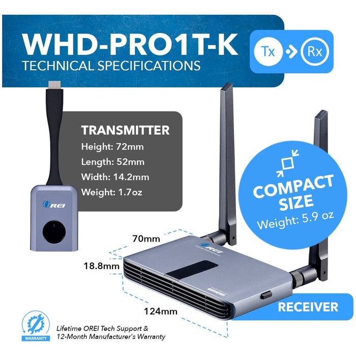 OREI 1080p Wireless Transmitter & Receiver Up To 100ft - Screen Mirroring (WHD-PRO1T-K) - Just $159! Shop now at Retro Gaming of Denver