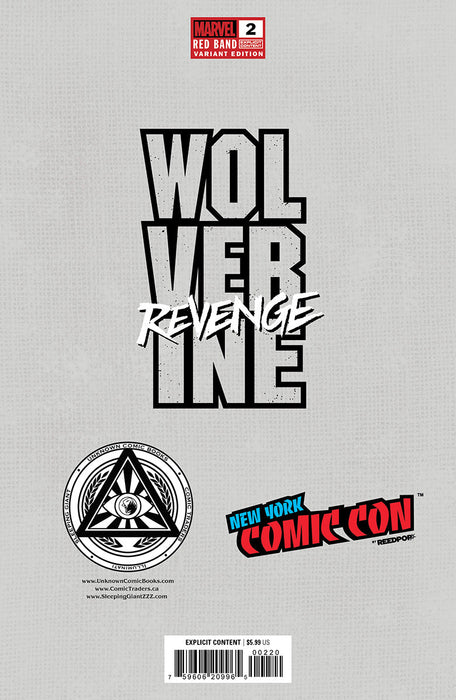 [Signed by Hickman] Wolverine: Revenge - Red Band #2 Virgin CON Unknown Comics Kirkham Exclusive Var Explicit Content [INST] - for just $40! 