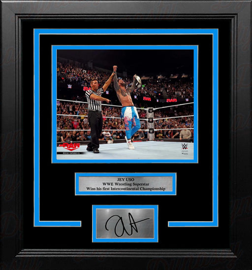 Jey Uso Wins the Intercontinental Championship 8x10 Framed Wrestling Photo with Engraved Autograph - for just $79.99! 