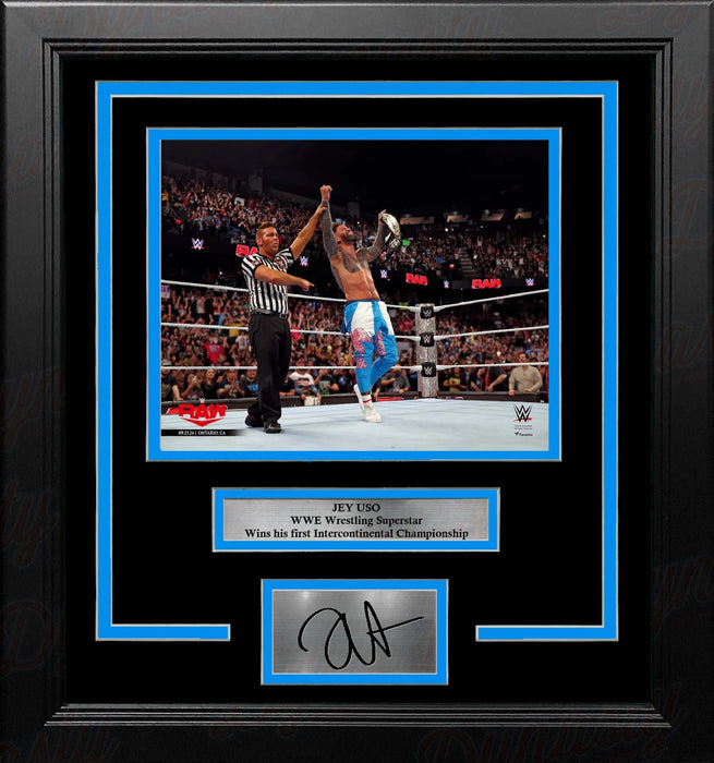 Jey Uso Wins the Intercontinental Championship 8x10 Framed Wrestling Photo with Engraved Autograph - for just $79.99! 
