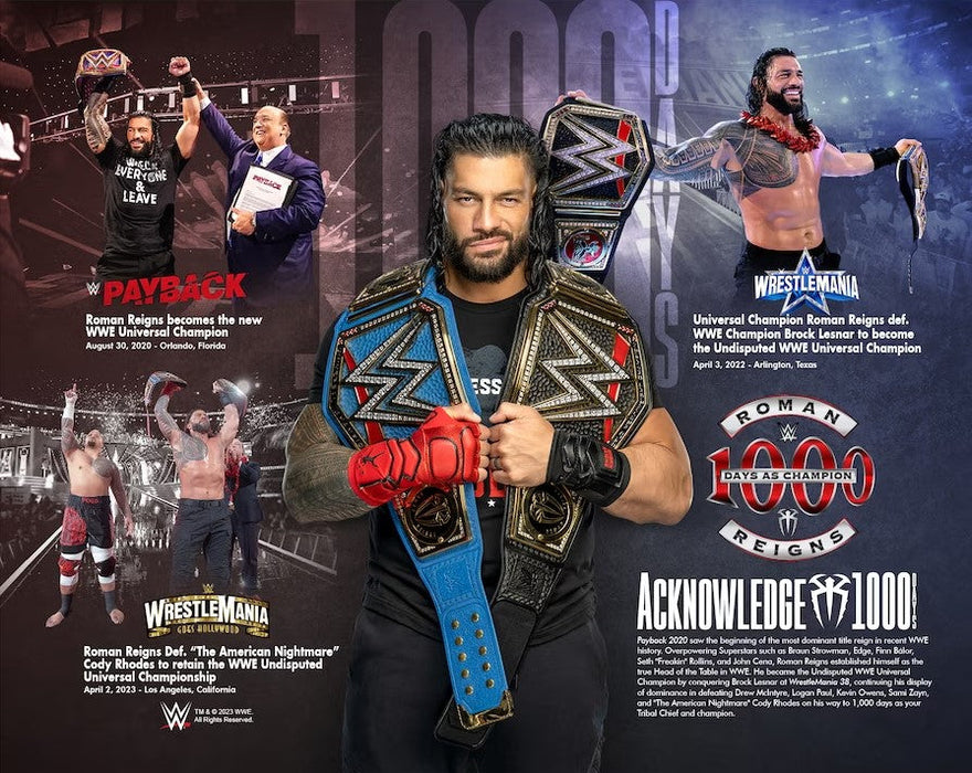 Roman Reigns 1000 Days as Champion 8" x 10" WWE Wrestling Collage Photo - for just $9.99! 
