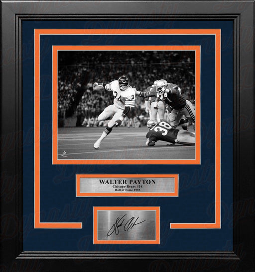 Walter Payton Black & White Action Chicago Bears 8" x 10" Framed Football Photo with Engraved Autograph - for just $79.99! 