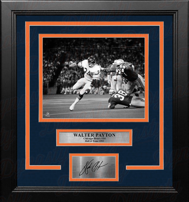 Walter Payton Black & White Action Chicago Bears 8" x 10" Framed Football Photo with Engraved Autograph - for just $79.99! 