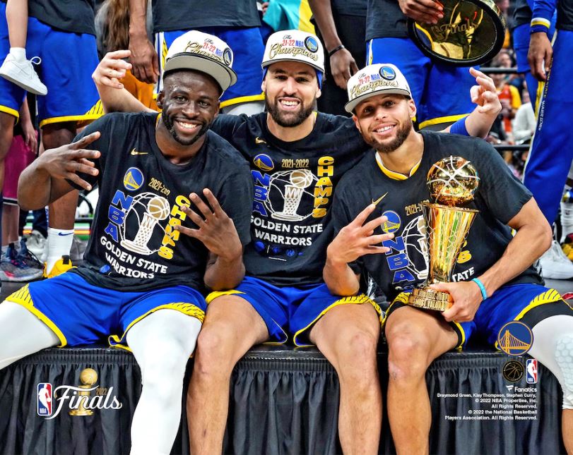 Draymond Green, Klay Thompson, & Steph Curry Golden State Warriors 2022 NBA Champions 8" x 10" Photo - for just $9.99! 