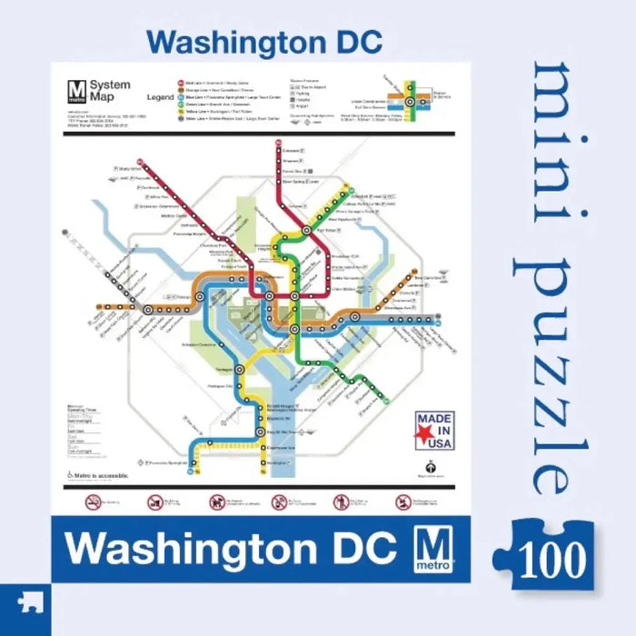 Washington DC Metro Map 100 Piece Mini Double-Sided Jigsaw Puzzle NYPC - for just $14.99! 