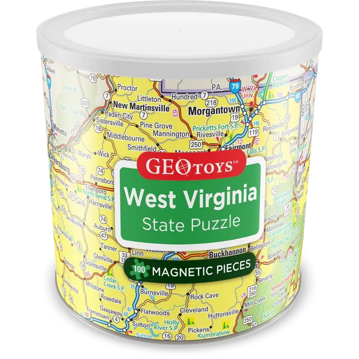 West Virginia State 100 Piece Magnetic Jigsaw Puzzle Geotoys - for just $11.99! 