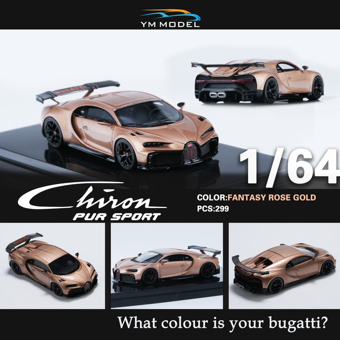 YM Model Bugatti Chiron PUR SPORT in Fantasy Rose Gold Limited to 299 Pcs 1:64 - Just $89.99! Shop now at Retro Gaming of Denver